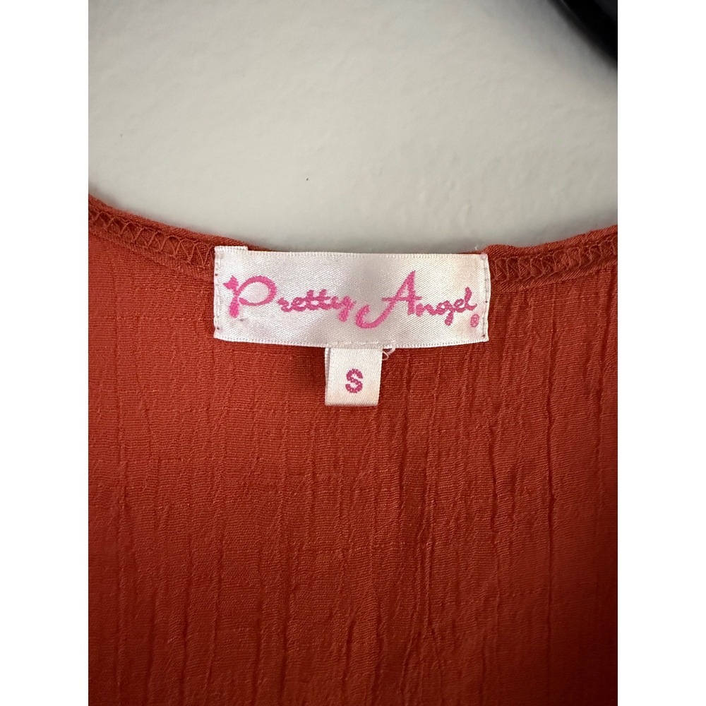 Pretty Angel Burnt Orange Linen Blend Asymmetrical Y2K Tank Top Small - Picture 2 of 5